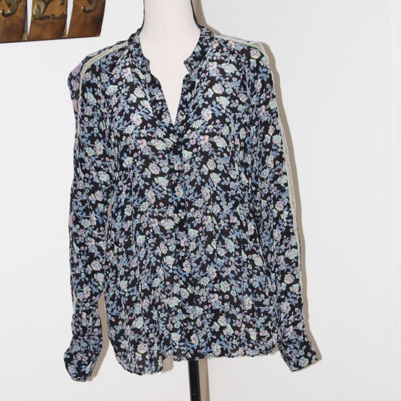 Free People, Skyway Drive In Blouse floral design snap buttons Long sleeve - Picture 3 of 13